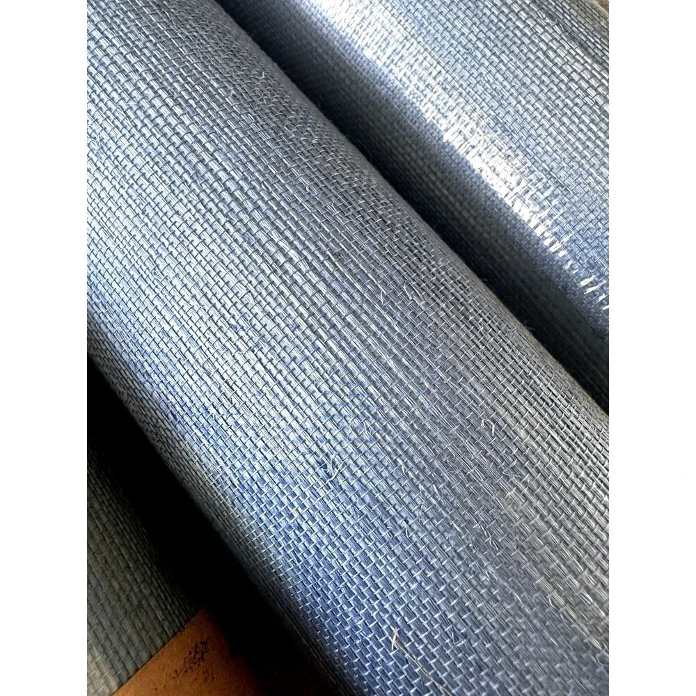 3 Thibaut Shang Extra Fine Sisal Grasscloth Wallpaper Rolls Blue T82828 NEW